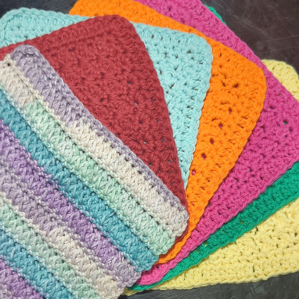 Set Of 7 Handmade Cotton Wash Cloth Dish Cloth